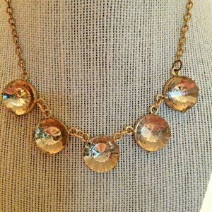 Choker Necklace White Crystal Style Faceted  A127